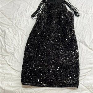 Black Sequin Sleeveless Dress